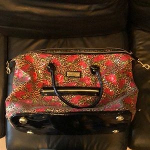 BETSEY JOHNSON leopard/floral weekender bag